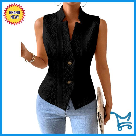 Sleeveless Sweater Vest Top Knit Stretchy Lightweight Fully Lined Business
